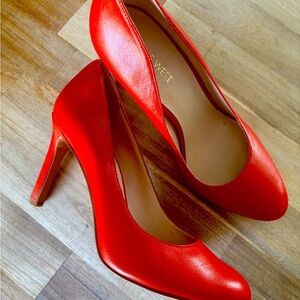 Nine West cherry red leather stilletto pumps